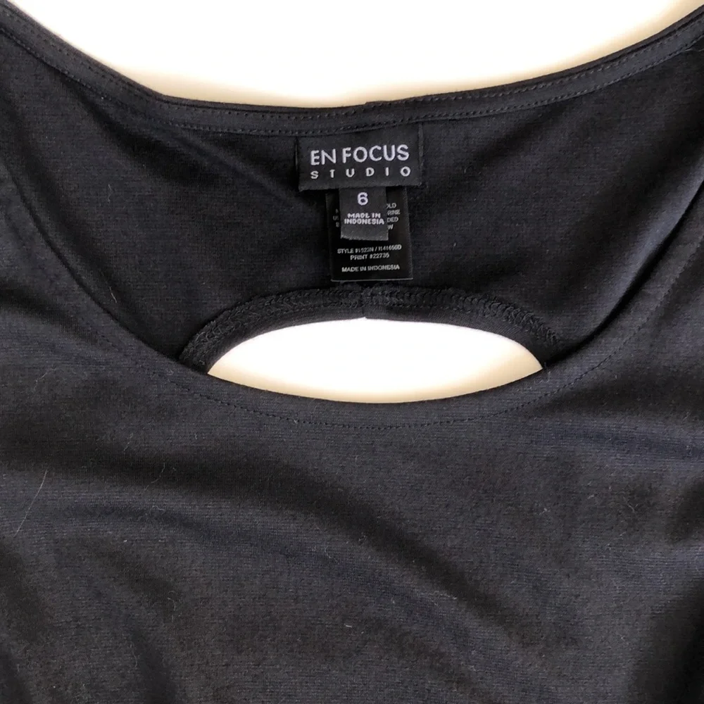 Enfocus Black and Polka Dot‎ MIDI Dress Size 6
